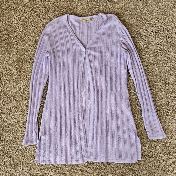 Caslon Lavender Ribbed Cardigan with 1 Button Enclosure, Size XS - Picture 1 of 8